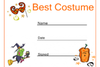 Costume Contest Certificate Template within Halloween Costume Certificate Template