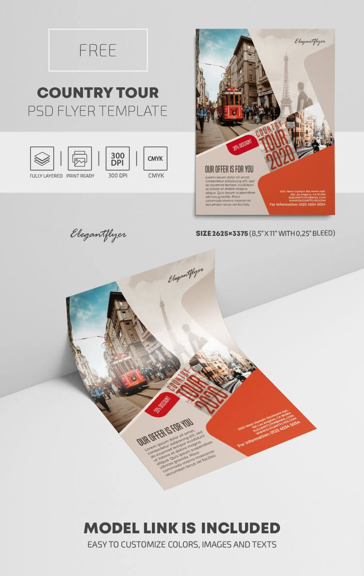 Country Tour – Free Psd Flyer Template –Elegantflyer Throughout Country Brochure Template