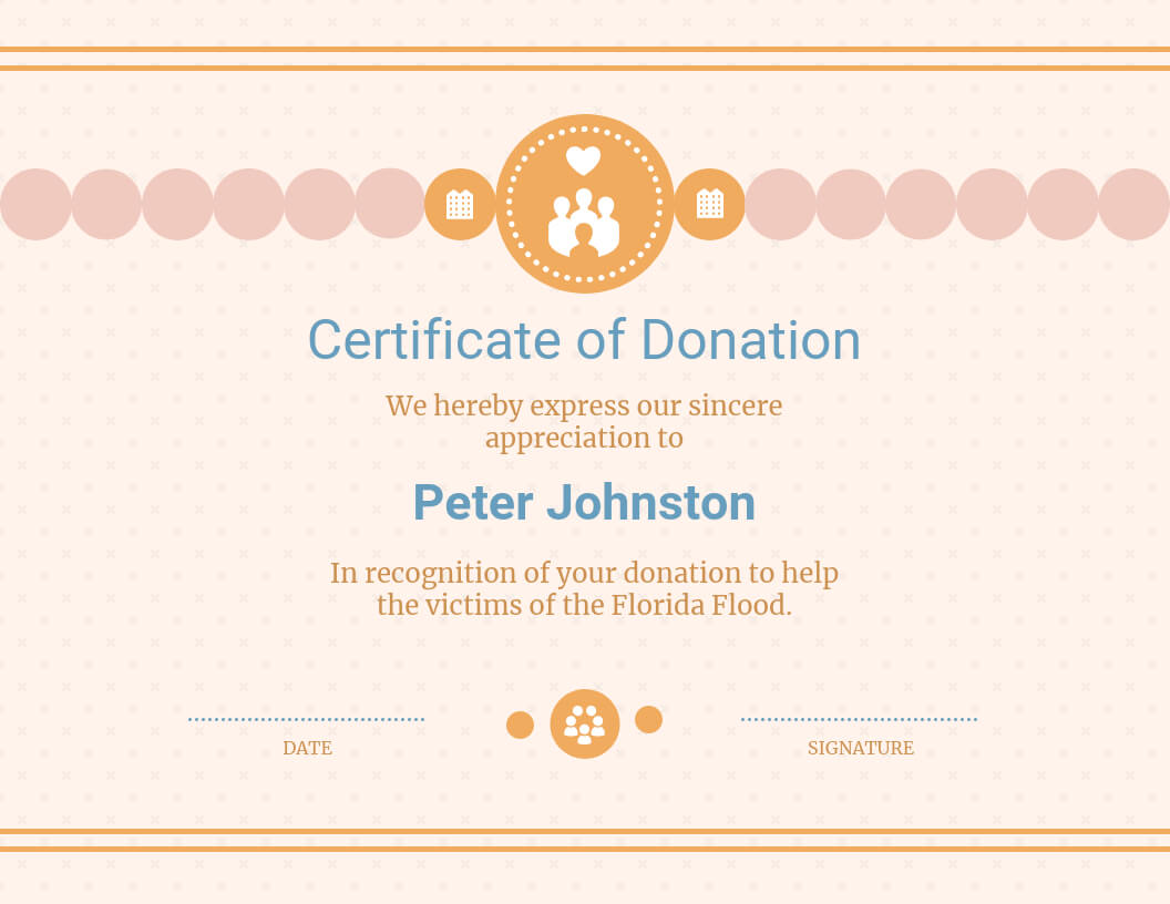 Cream Donation Appreciation Certificate Template Intended For Donation Certificate Template