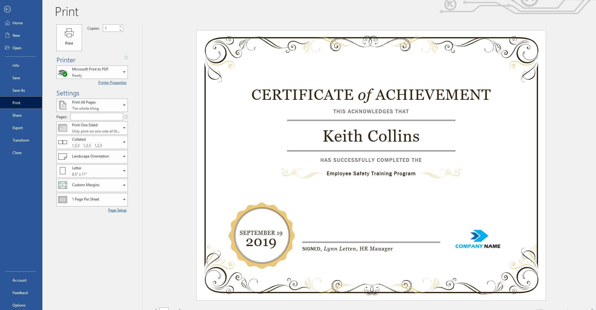 Create A Certificate Of Recognition In Microsoft Word In Template For Certificate Of Appreciation In Microsoft Word