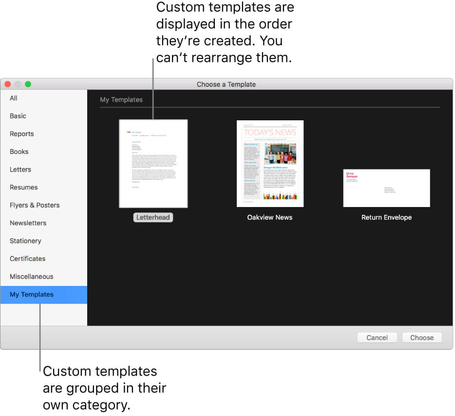 Create A Custom Template In Pages On Mac – Apple Support With Words Their Way Blank Sort Template