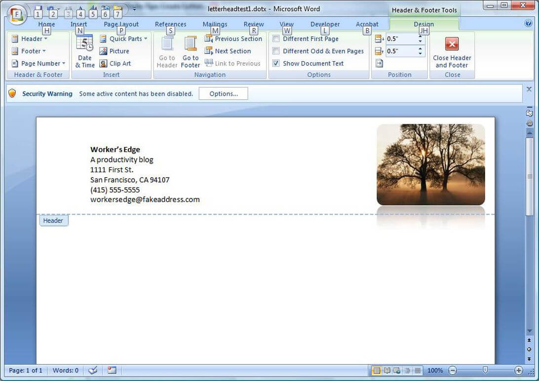 Create A Letterhead Template In Microsoft Word - Cnet Pertaining To How To Insert Template In Word