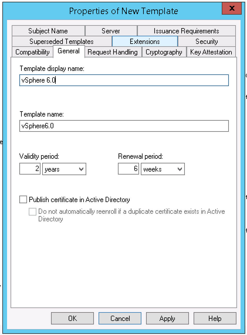 Creating A Vsphere 6 Certificate Template In Active In Active Directory Certificate Templates