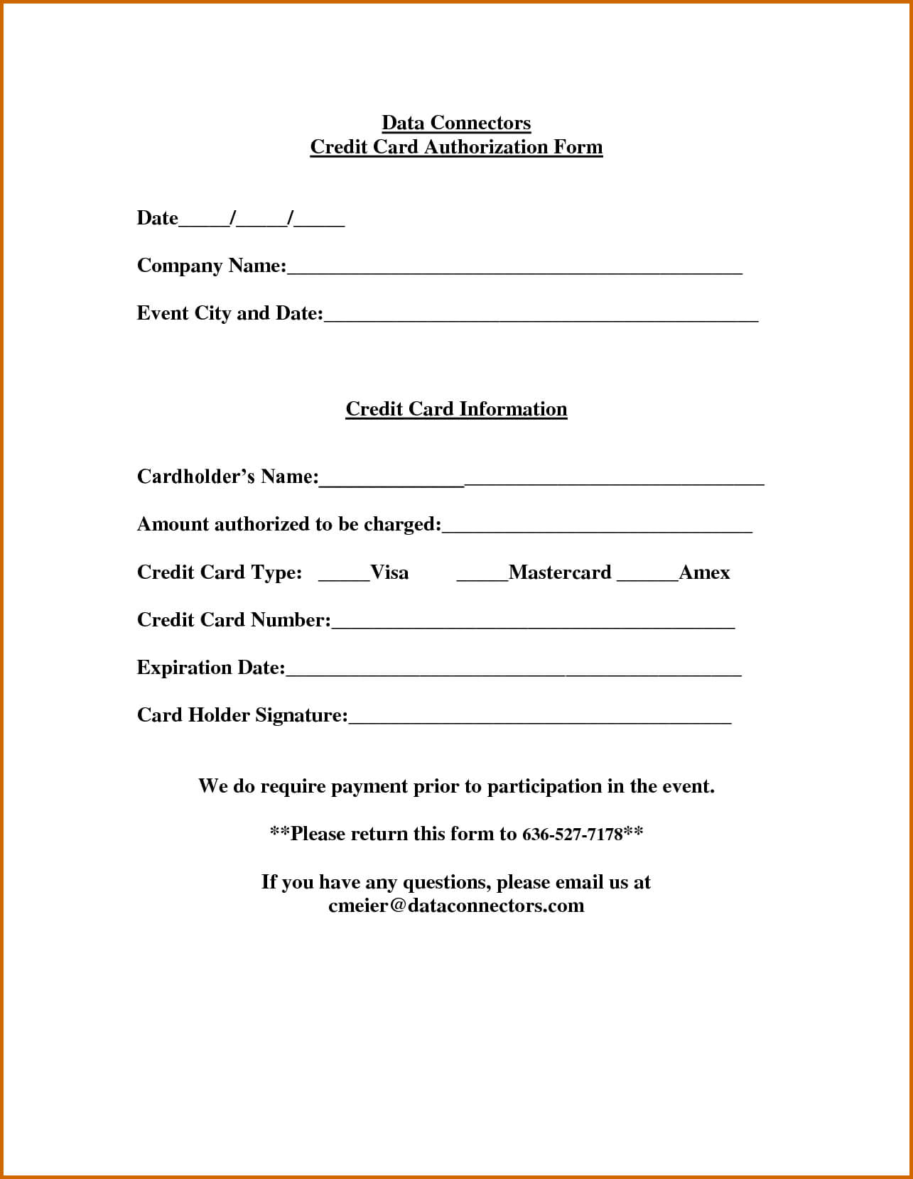Credit Card Authorization Form – Fotolip Throughout Credit Card On File Form Templates