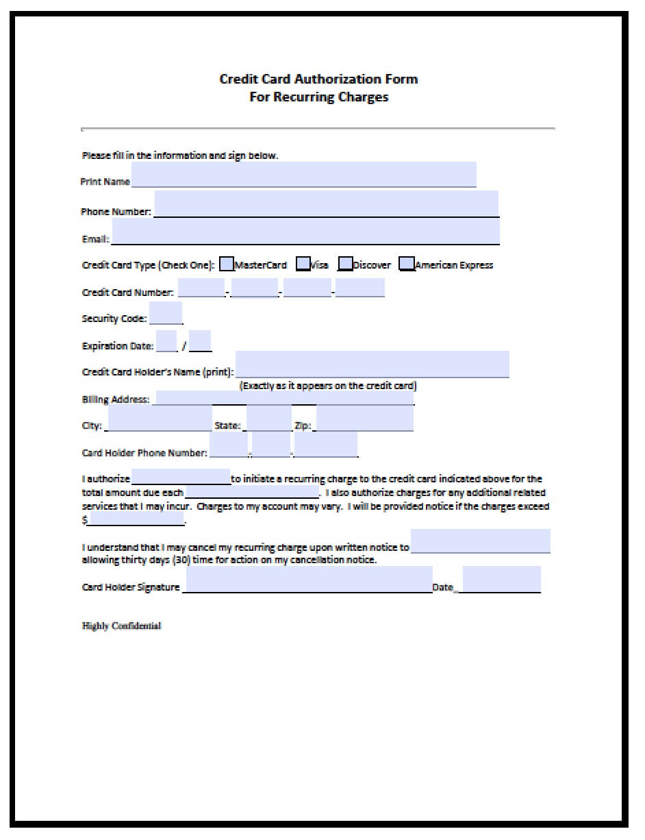 Credit Card Authorization Forms Credit Card Authorization In Pertaining To Credit Card Authorization Form Template Word