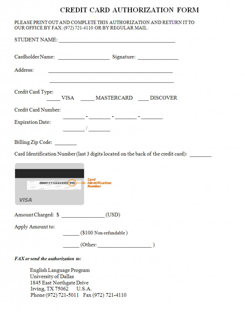 Credit Card Information Form Template – Bolan With Credit Card On File Form Templates