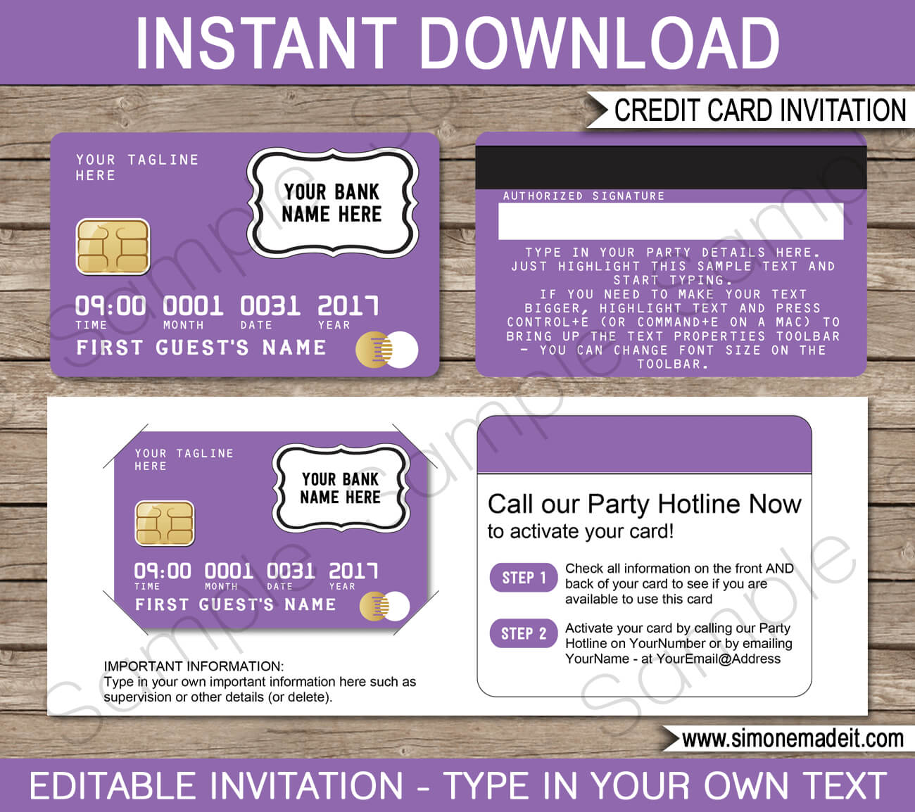 Credit Card Invitation | Mall Scavenger Hunt Invitations For Credit Card Template For Kids