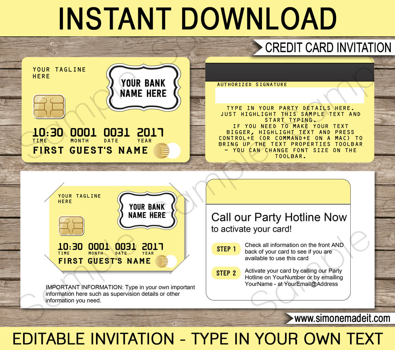 Credit Card Invitation | Mall Scavenger Hunt Invitations Within Credit Card Template For Kids