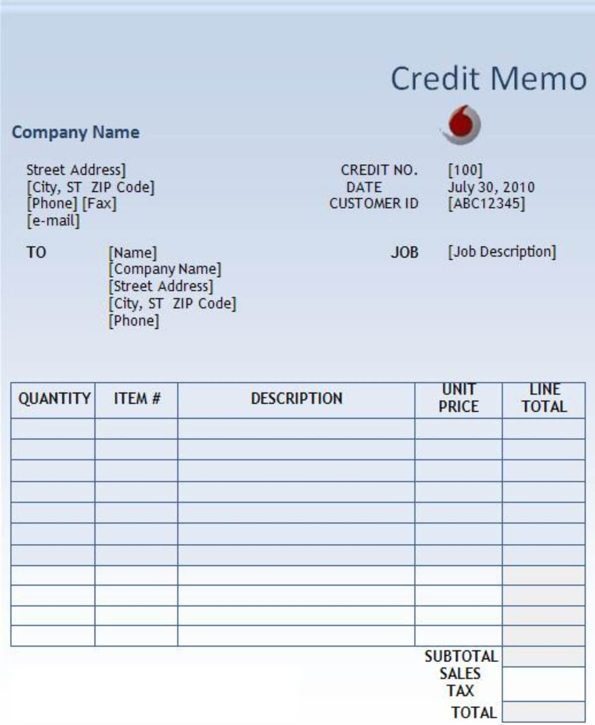 Credit Memo Template | Free Printable Ms Word Format Within Memo Template Word 2010