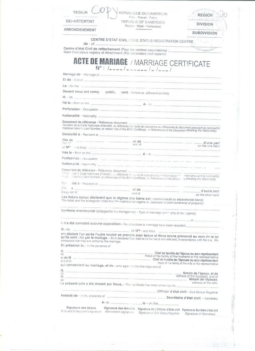 Crvs – Birth, Marriage And Death Registration In Cameroon In South African Birth Certificate Template