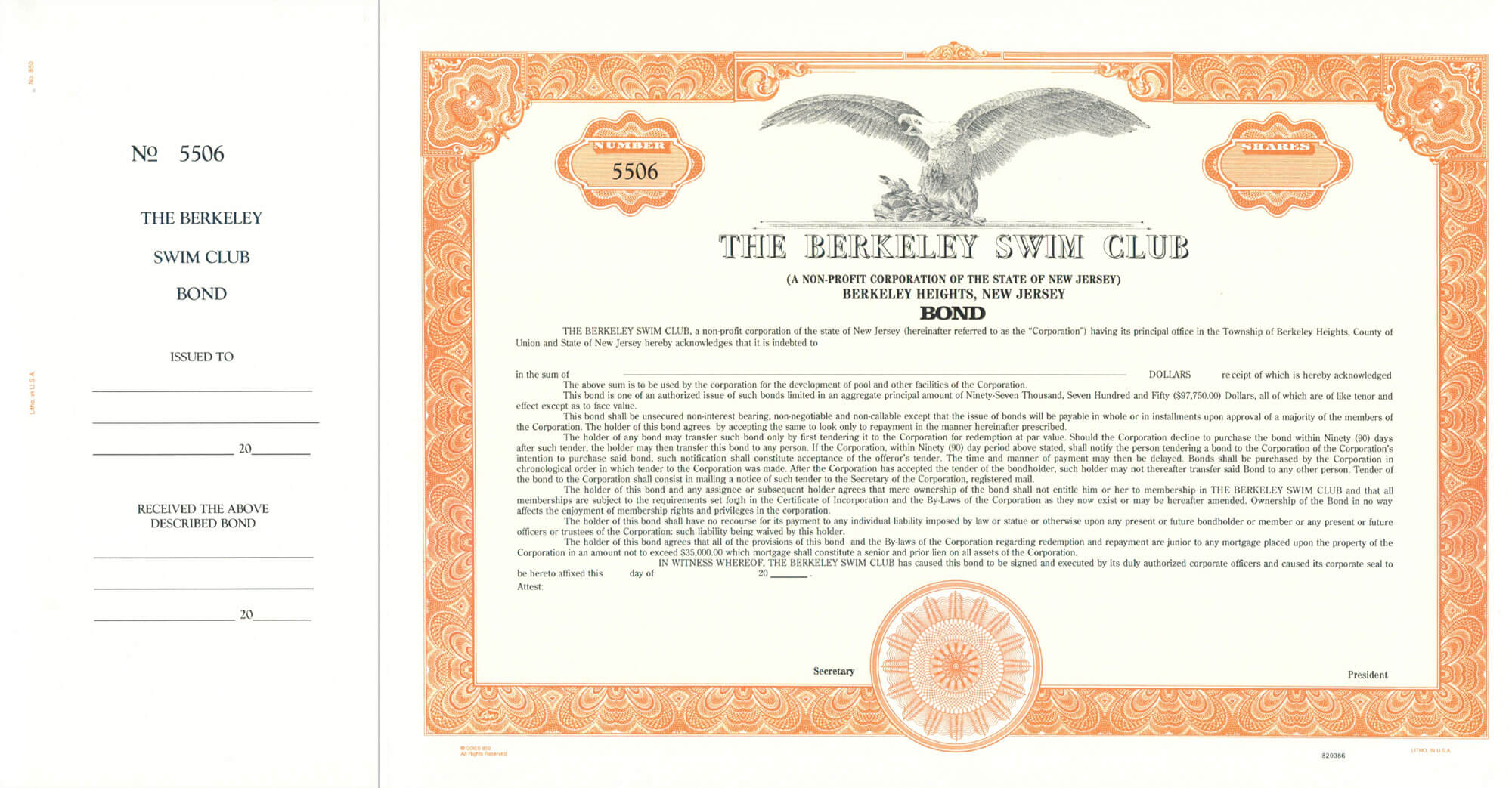 Custom Bond Certificate – Goes #850Or – Corporate Publishing Throughout Corporate Bond Certificate Template