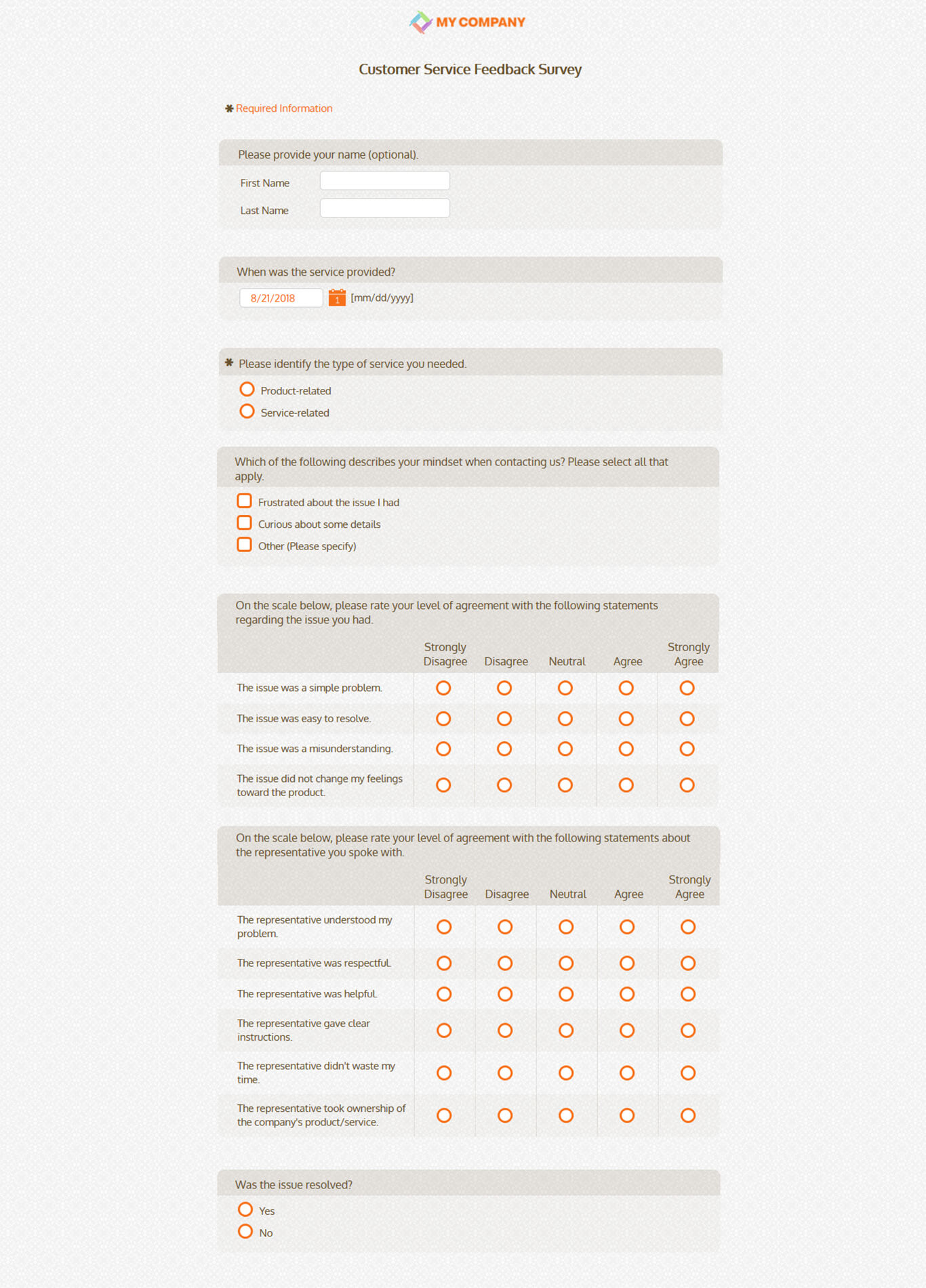 Customer Service Feedback Survey Template [21 Questions In Customer Satisfaction Report Template