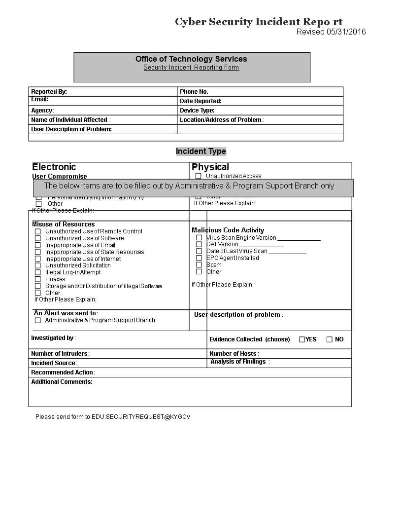 Cyber Security Incident Report Template | Templates At In State Report Template