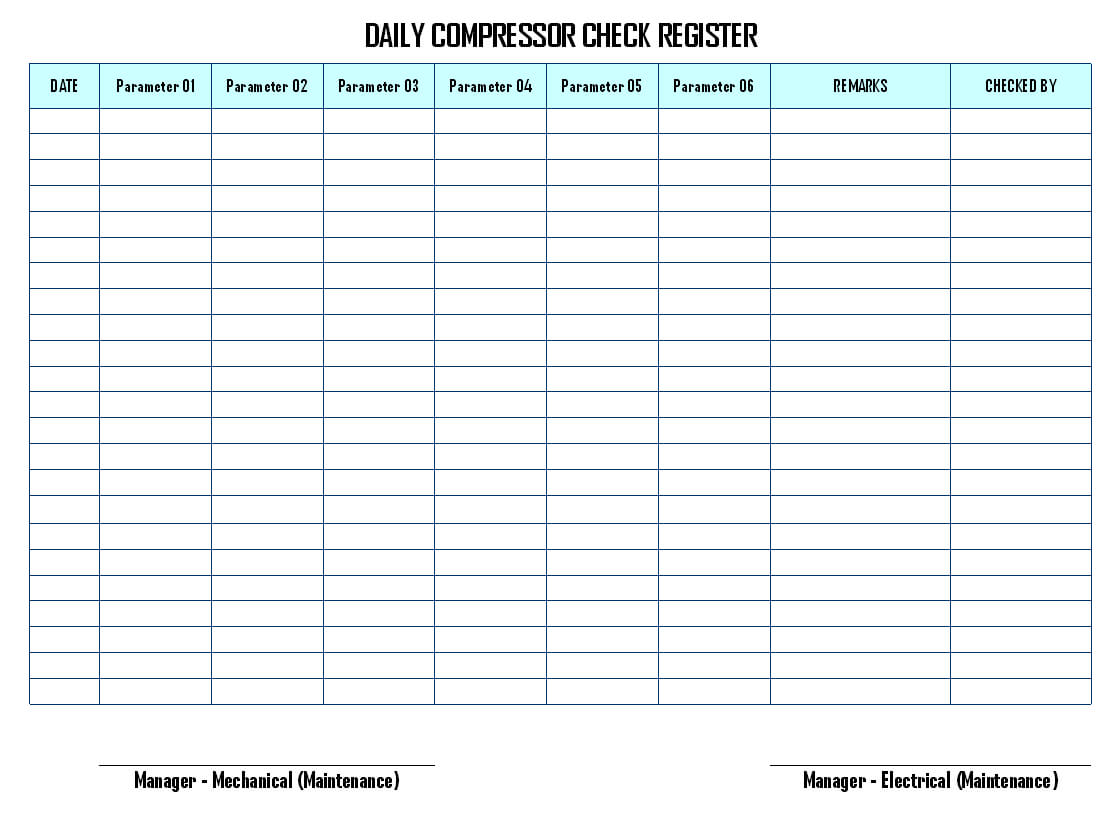 Daily Compressor Inspection And Records – Regarding Daily Inspection Report Template