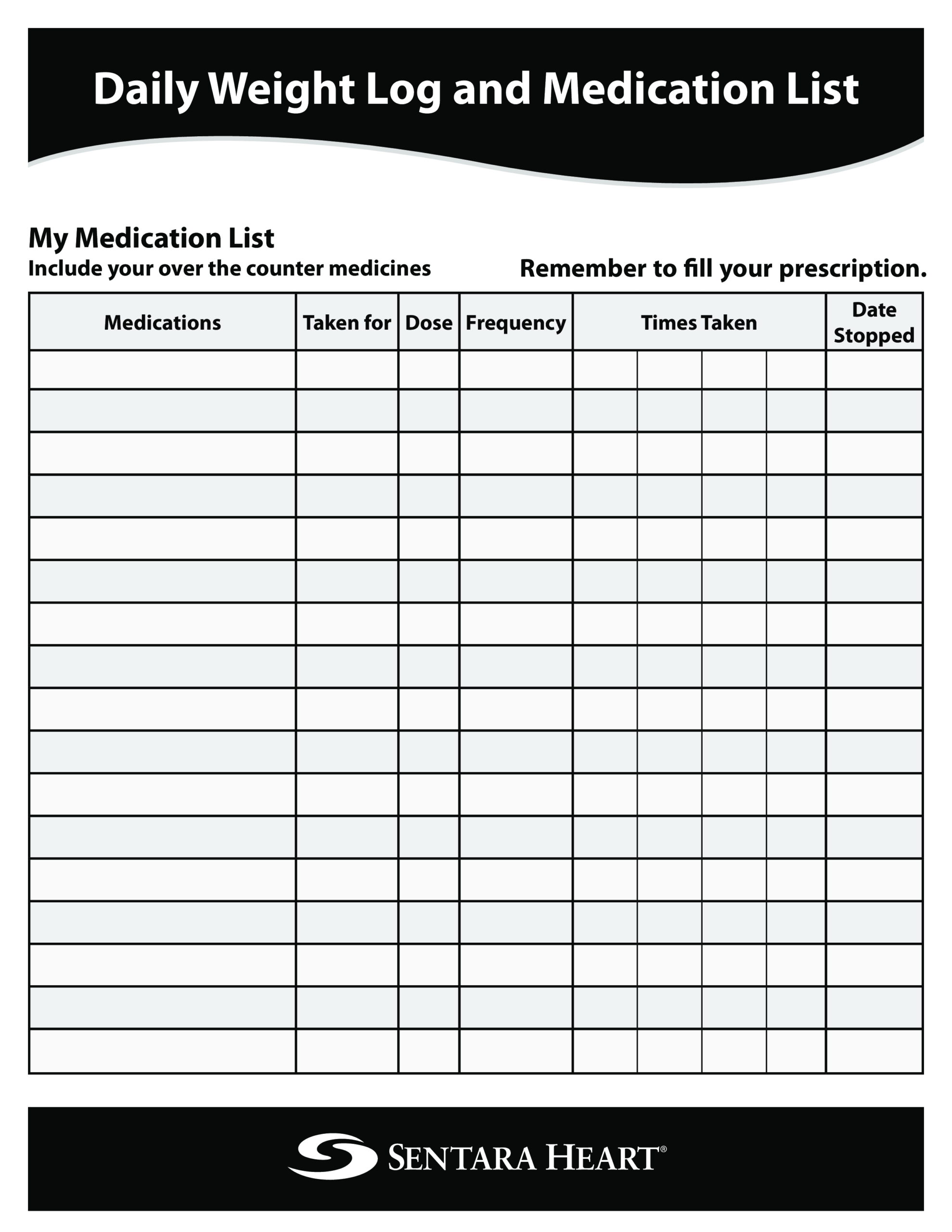 Daily Medication List Printable | Templates At Within Blank Medication List Templates