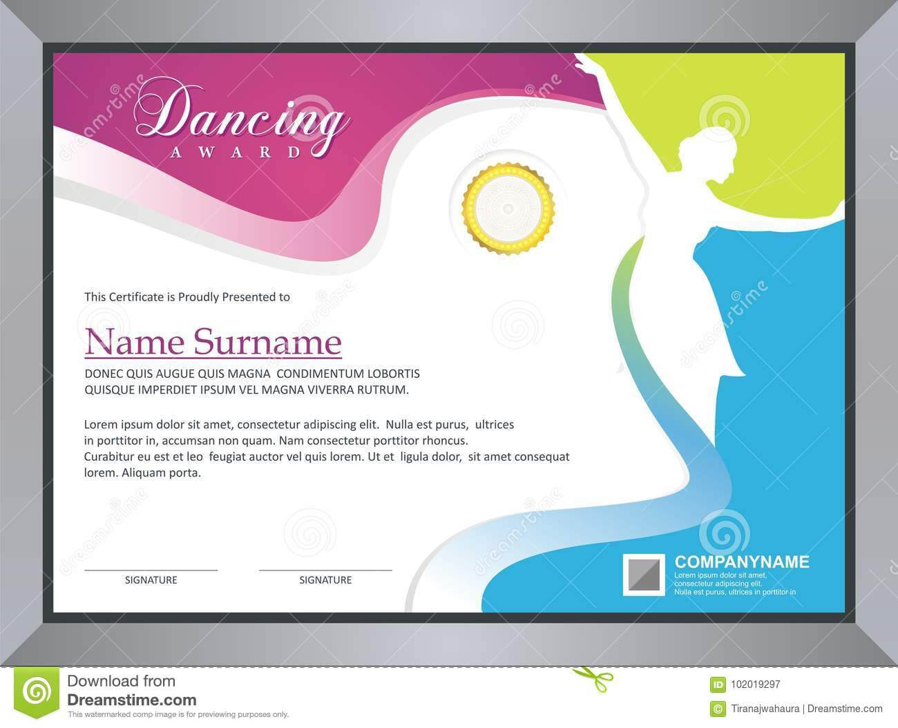 Dancing Certificate Stock Vector. Illustration Of Within Dance Certificate Template