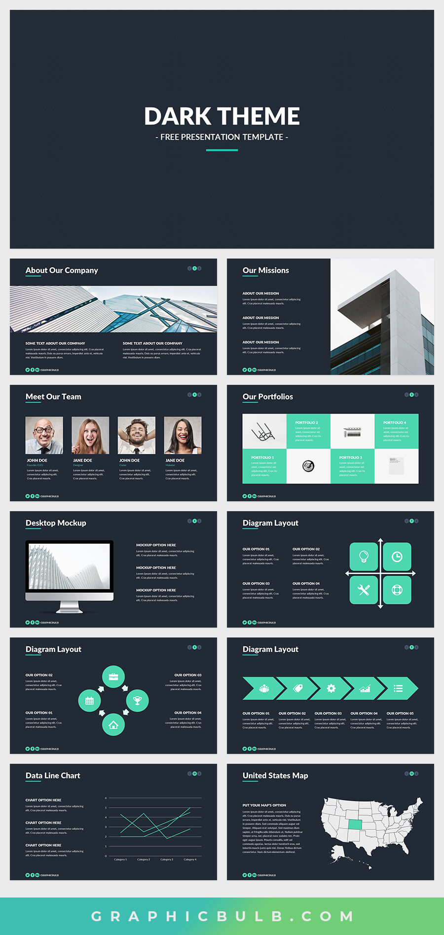 Dark Theme Free Powerpoint Template With Powerpoint Photo Slideshow Template