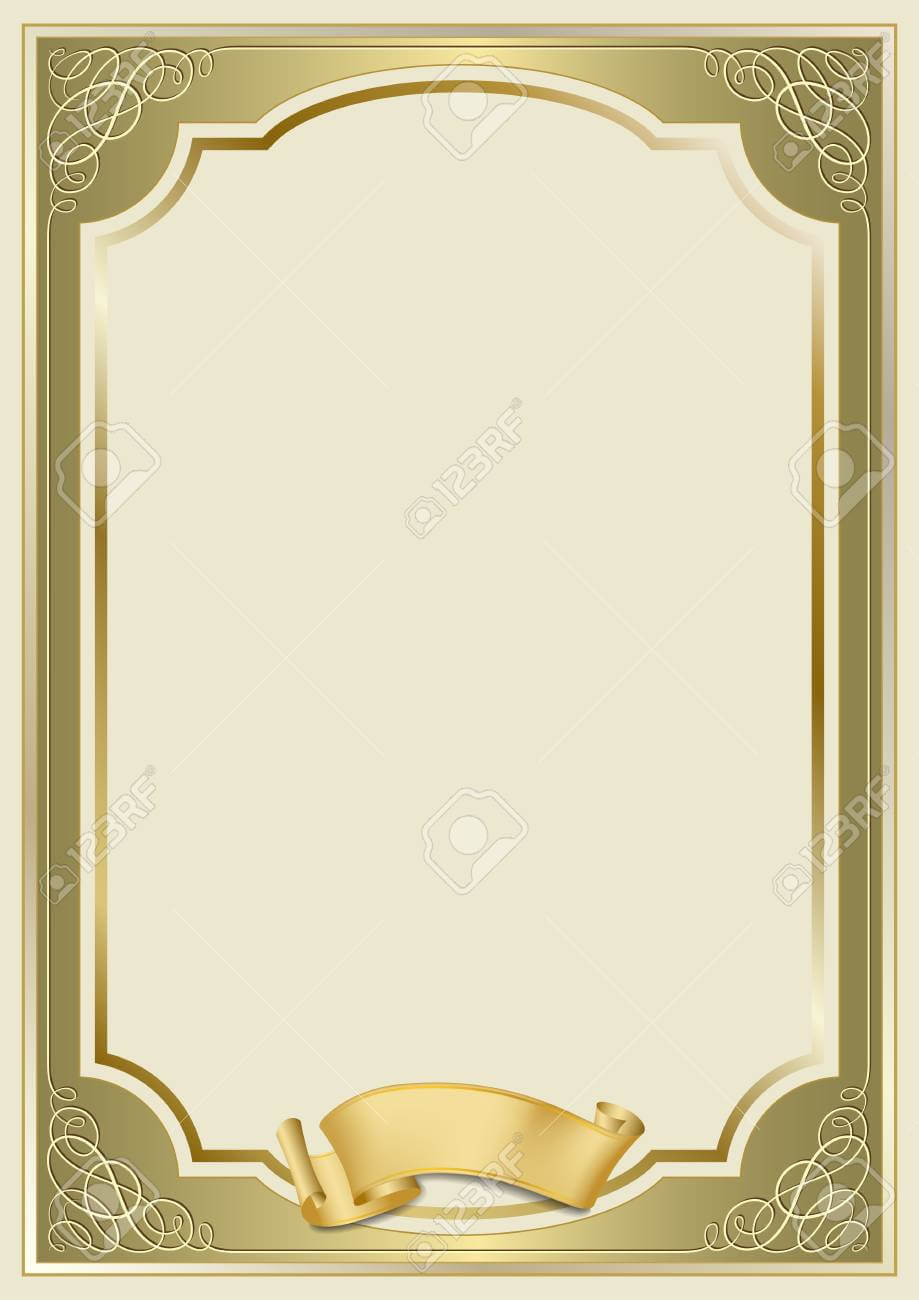 Decorative Rectangular Framework And A Scroll. Template For Diploma,.. Pertaining To Certificate Scroll Template