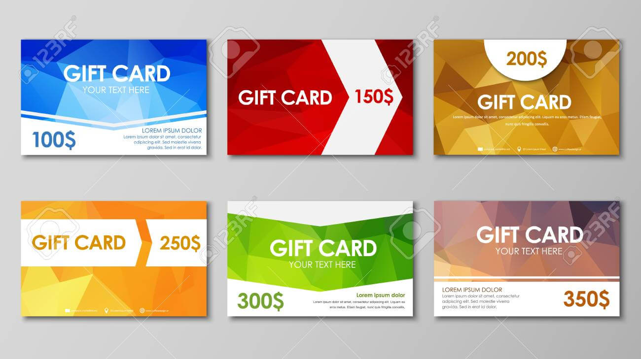 Design Of Colored Polygonal Gift Cards. Templates Of Different.. Intended For Advertising Cards Templates