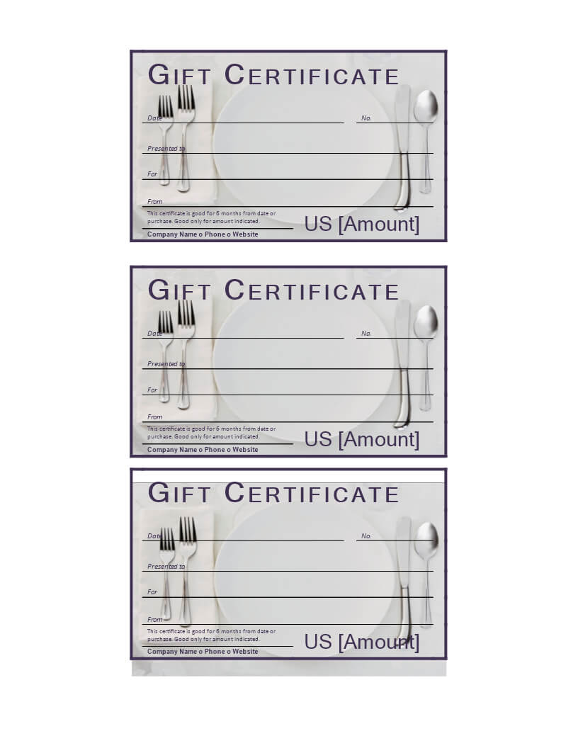 Dinner Gift Certificate | Templates At Allbusinesstemplates In Restaurant Gift Certificate Template