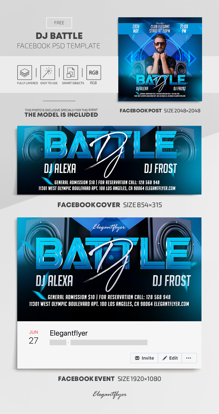 Dj Battle – Free Facebook Cover Template In Psd + Post + Within Facebook Banner Template Psd