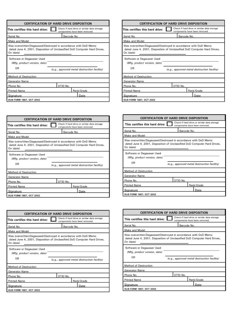 Dla Form 2500 – Fill Online, Printable, Fillable, Blank Pertaining To Hard Drive Destruction Certificate Template