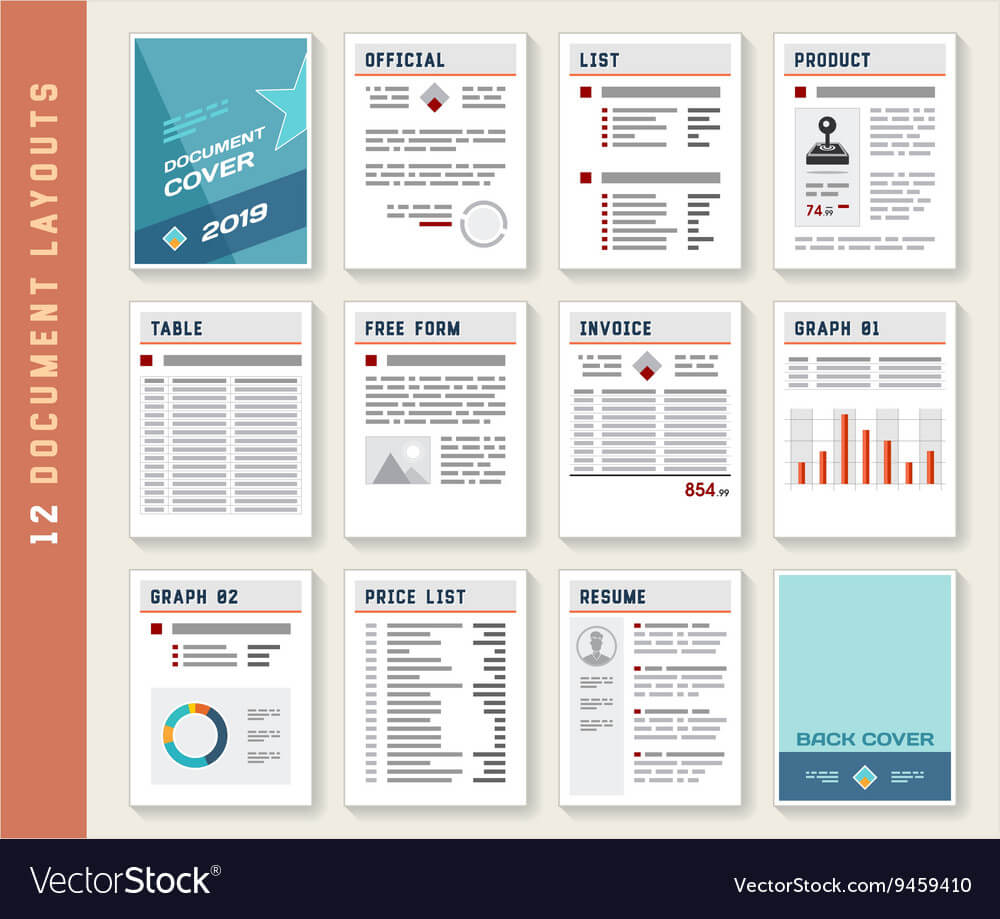 Document Report Layout Templates Set With Illustrator Report Templates