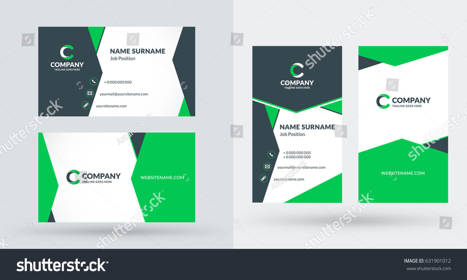 Doublesided Creative Business Card Template Portrait Stock Throughout Portrait Id Card Template