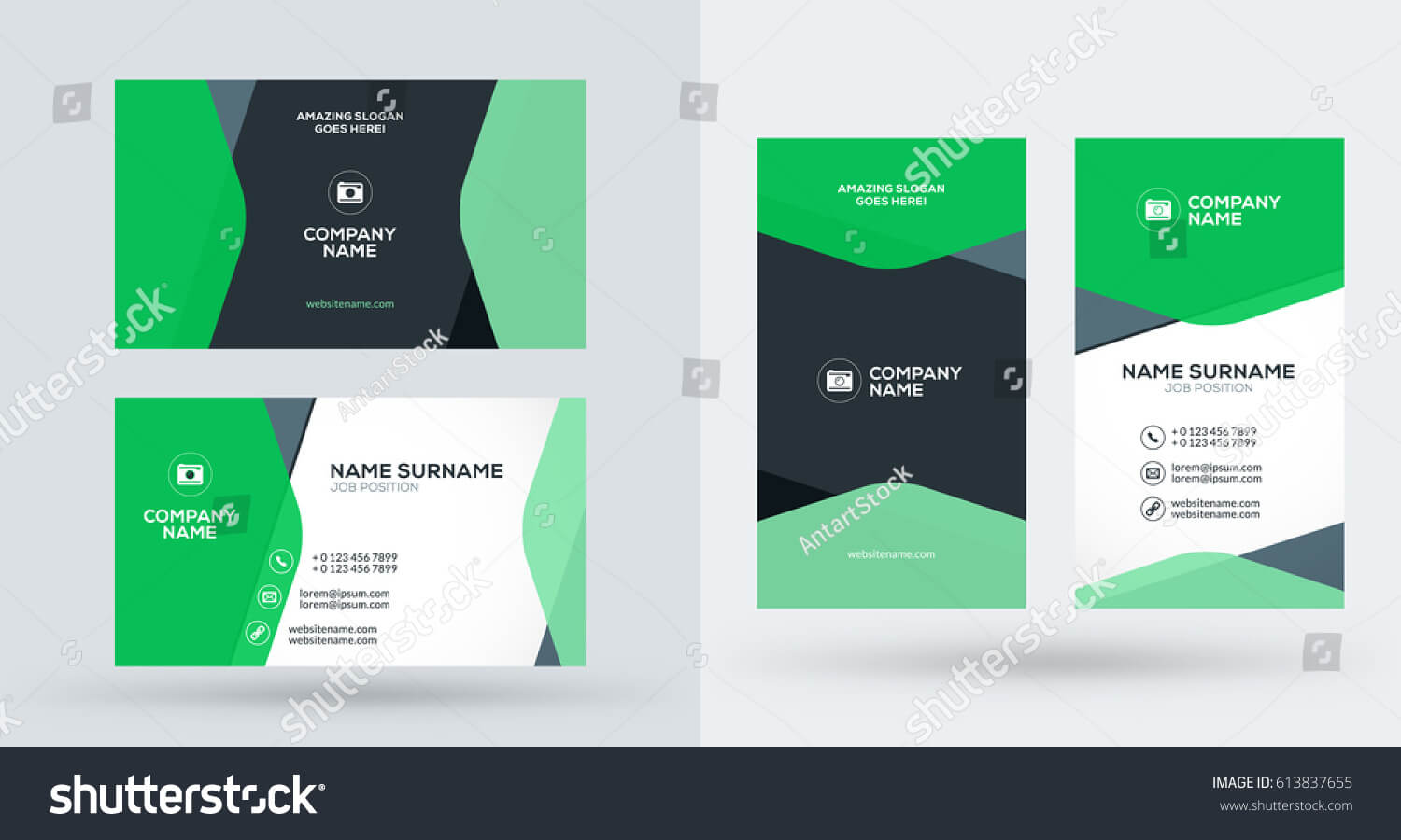 Doublesided Creative Business Card Template Portrait Stock With Portrait Id Card Template