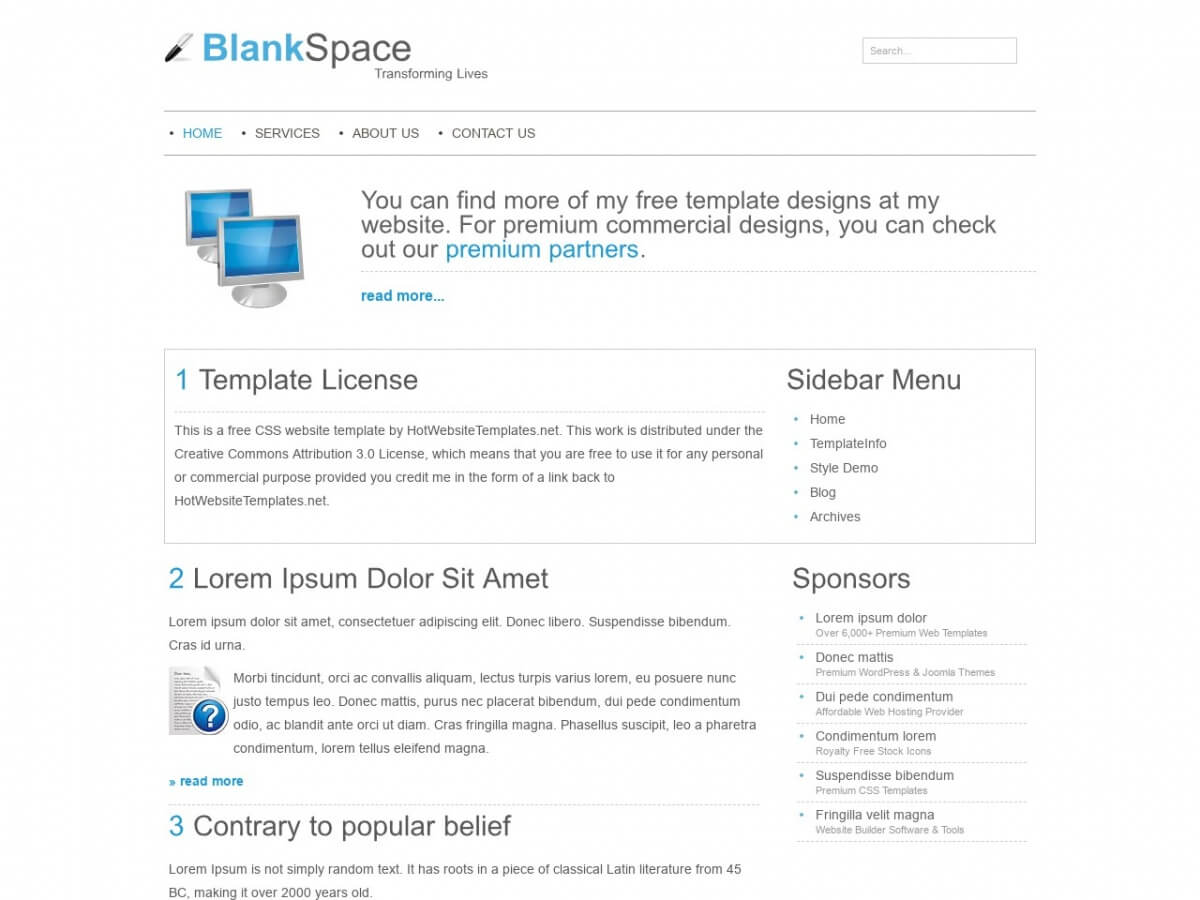 Download Free Html/css Template: Blankspace – Free Html Inside Blank Html Templates Free Download