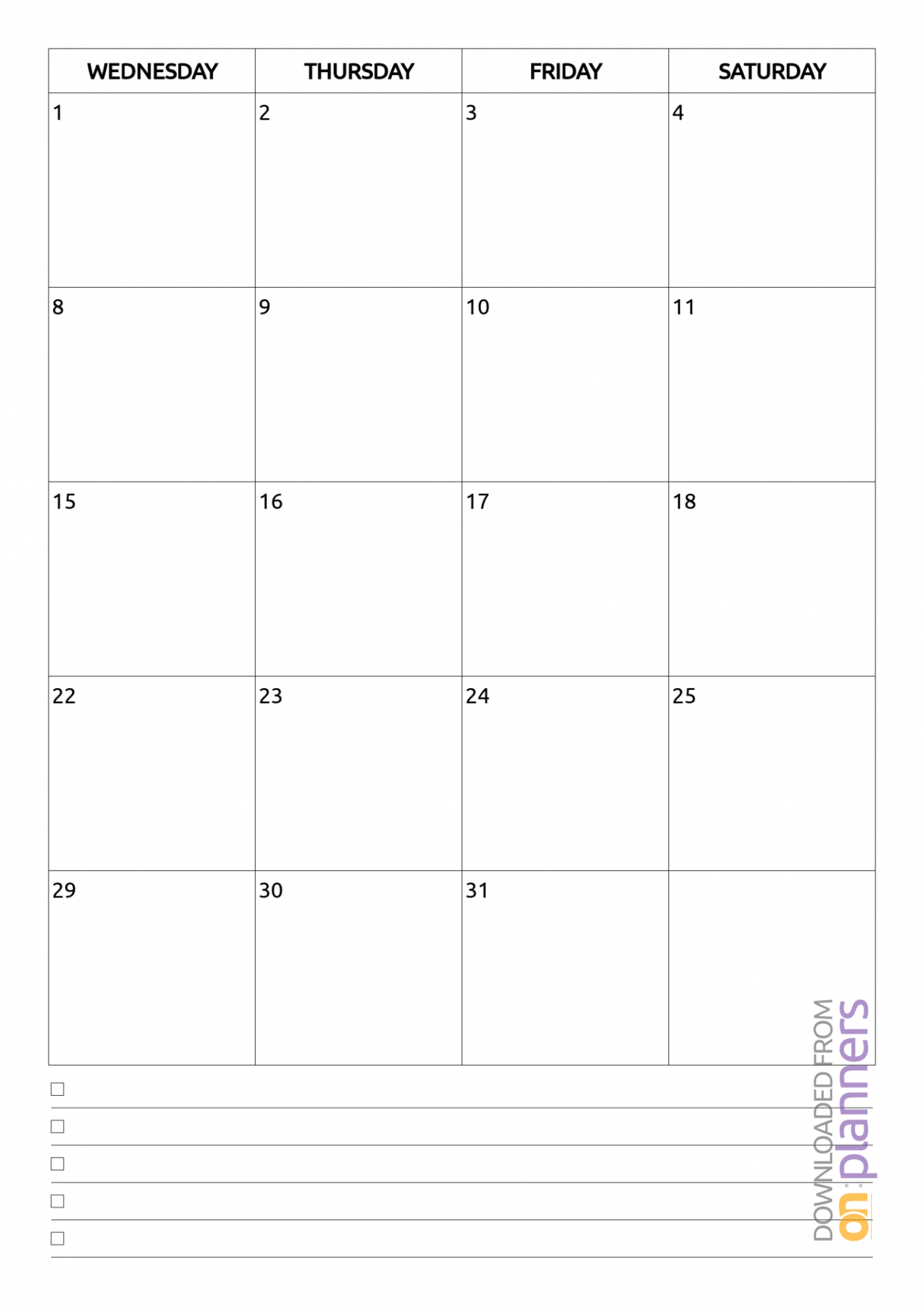 Download Printable Monthly Calendar With Notes Pdf intended for Blank