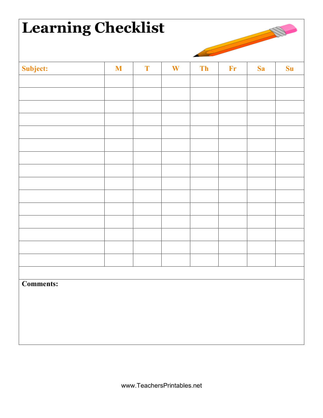 Download Student Checklist Template | Excel | Pdf | Rtf Throughout Blank Checklist Template Pdf