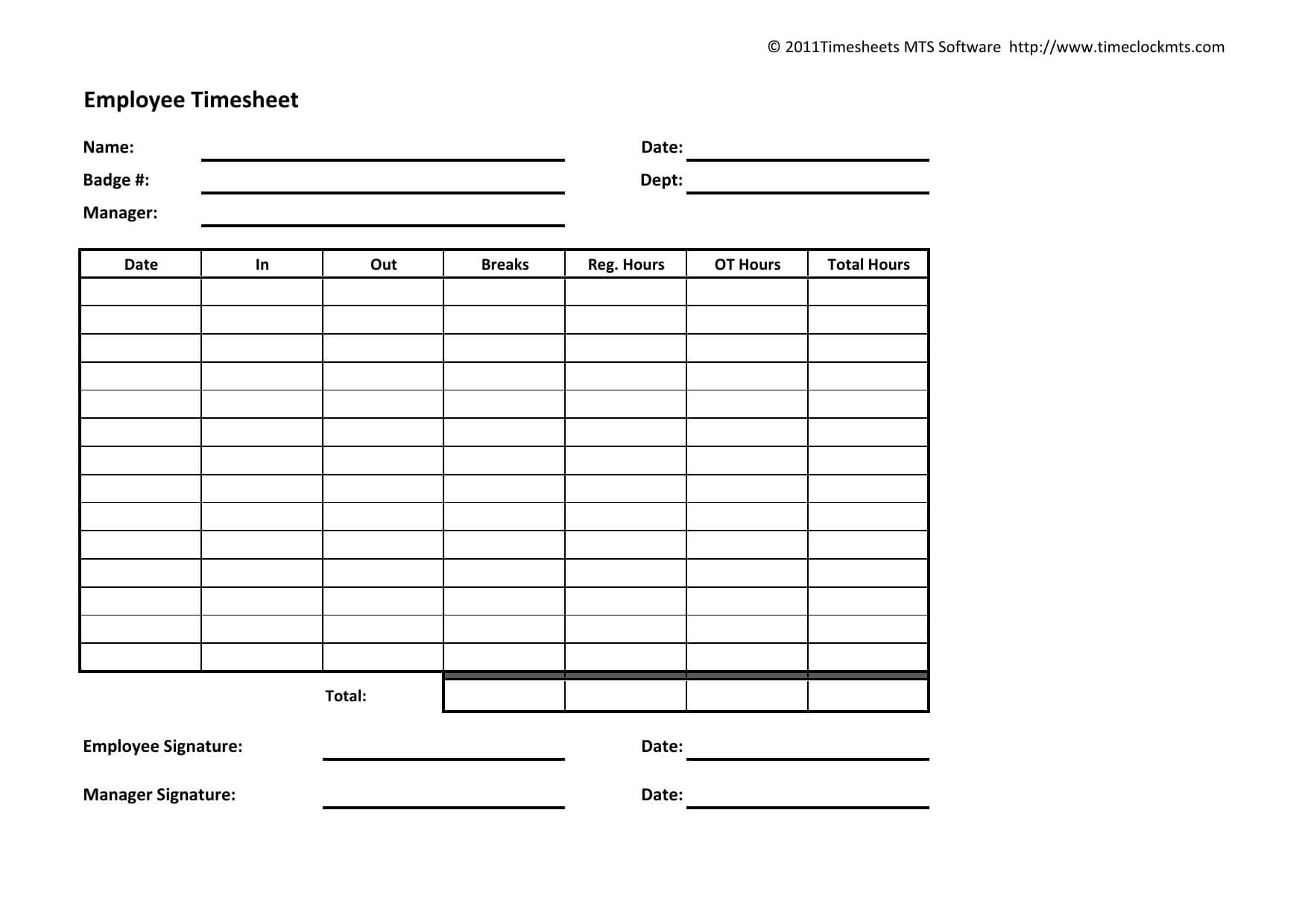 Download Weekly Timesheet Template | Excel | Pdf | Rtf Pertaining To Weekly Time Card Template Free
