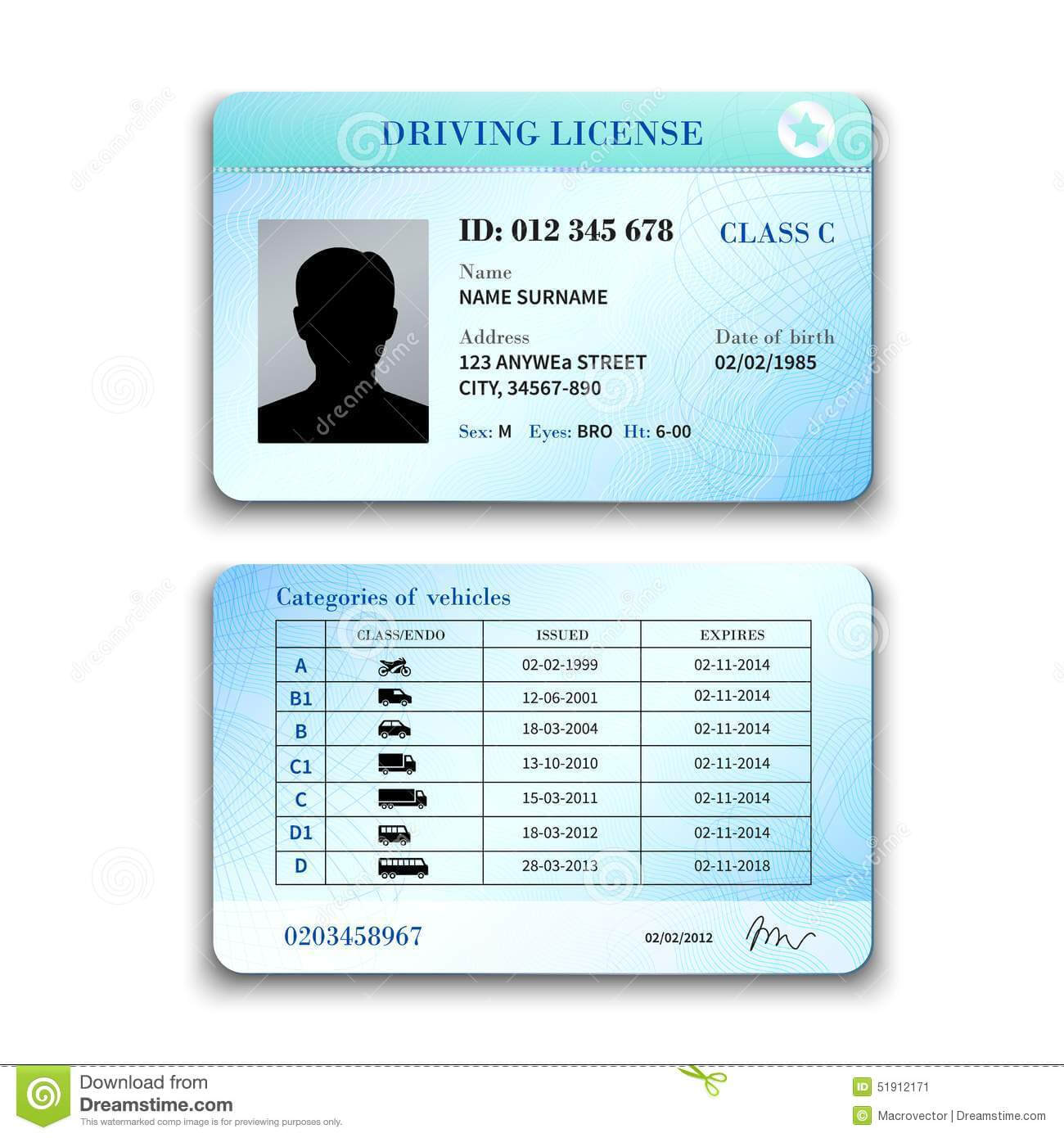 Driver License Illustration Stock Vector – Illustration Of With Blank Drivers License Template