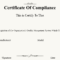 ❤️ Free Certificate Of Compliance Templates❤️ Regarding Certificate Of Compliance Template