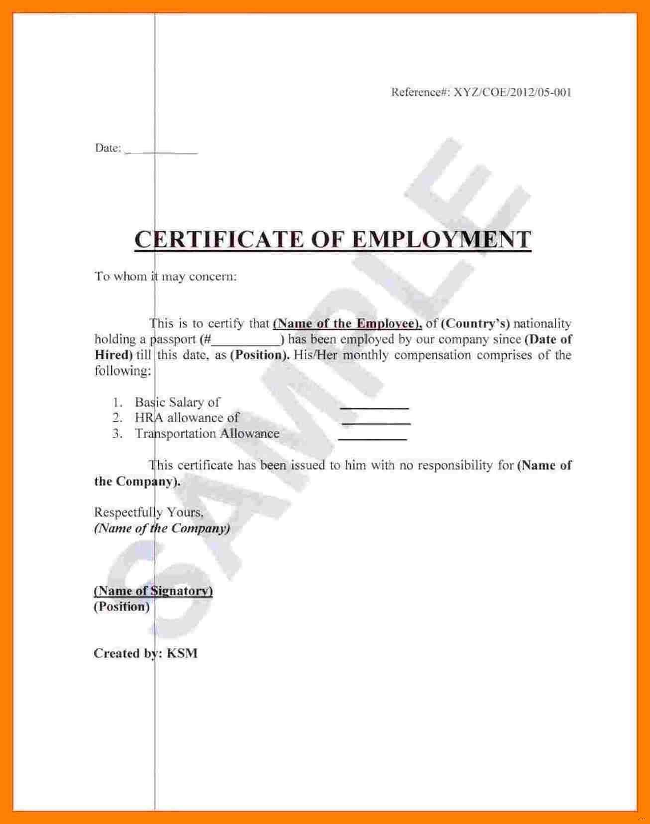 ❤️ Free Printable Certificate Of Employment Form Sample Pertaining To Certificate Of Service Template Free