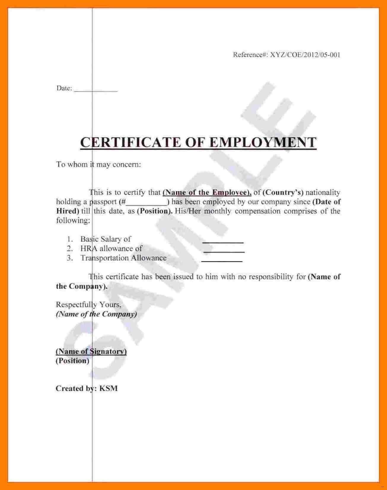 ❤️ Free Printable Certificate Of Employment Form Sample Pertaining To Small Certificate Template