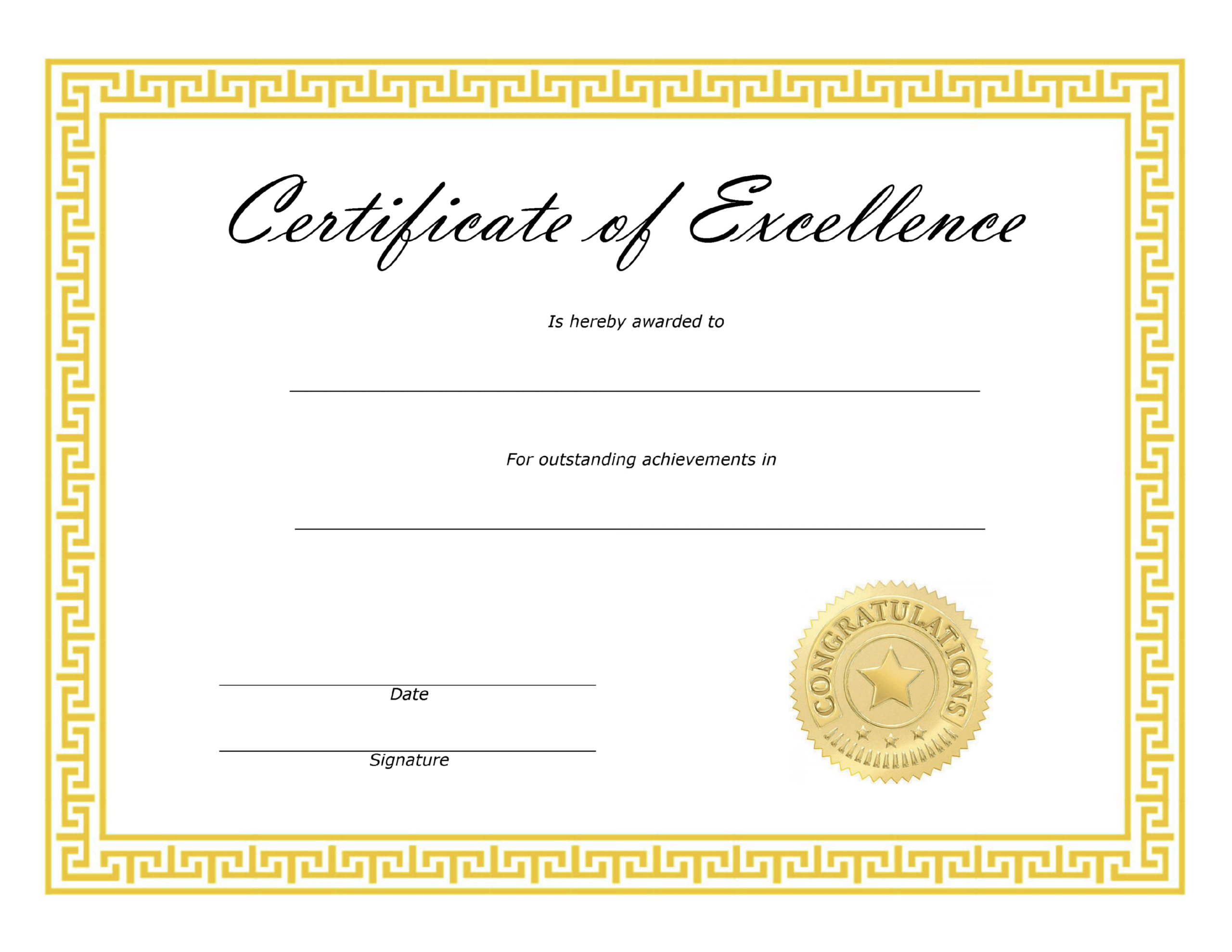 ❤️ Free Sample Certificate Of Excellence Templates❤️ Pertaining To Certificate Of Excellence Template Free Download