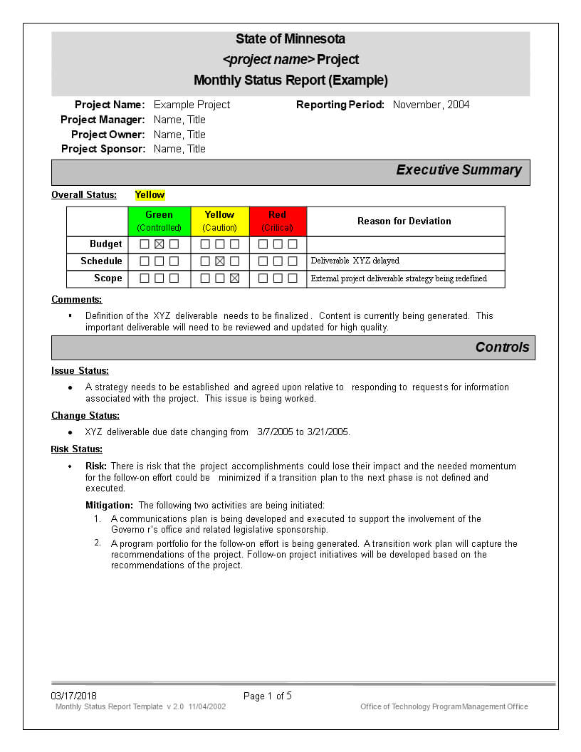 免费Monthly Status Report | 样本文件在Allbusinesstemplates With Monthly Status Report Template