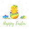 Easter Day Greeting Card Template With Cute Chick Hatched From.. Within Easter Chick Card Template