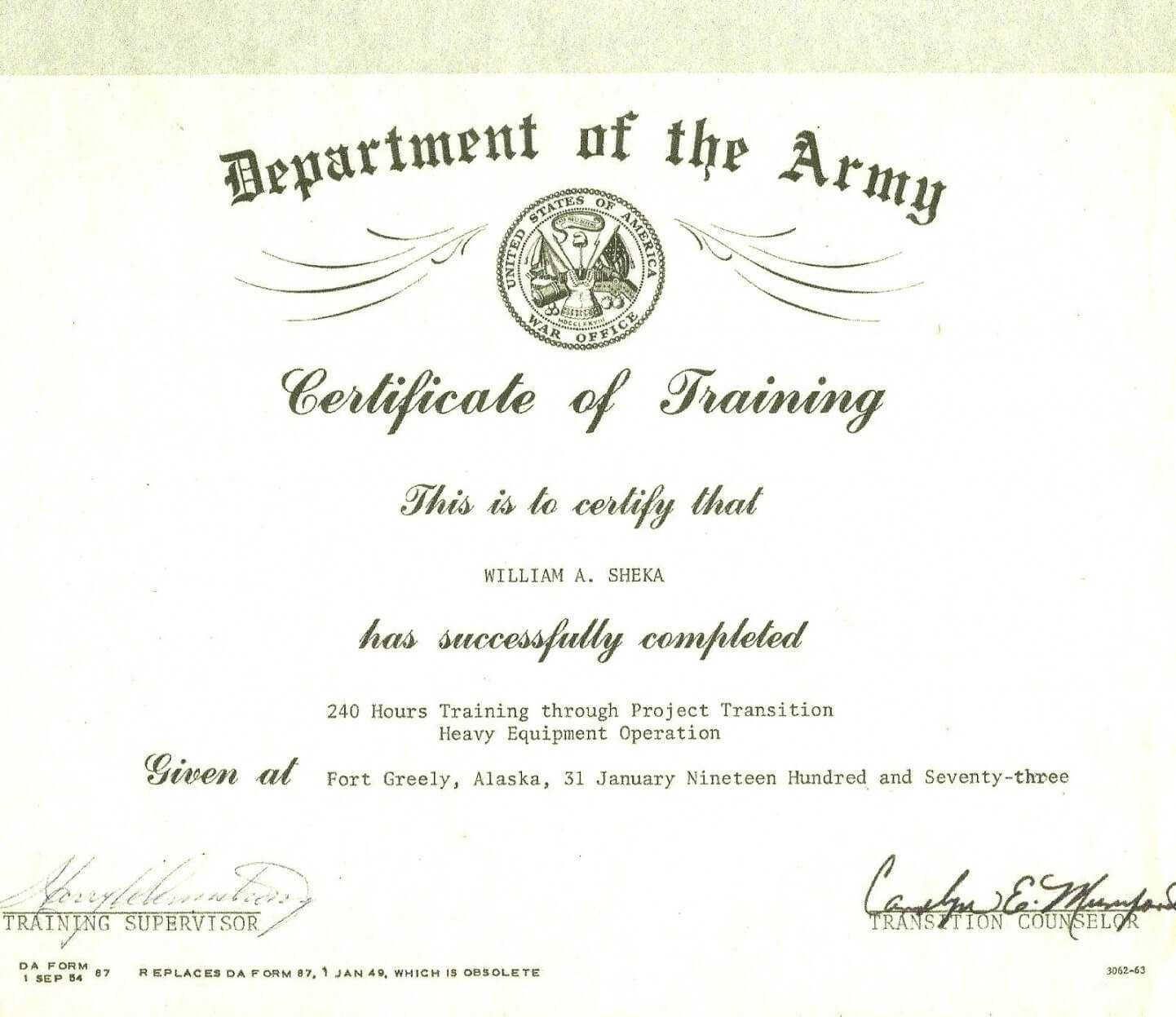 Editable Army Certificate Of Training Template Within Army Certificate Of Completion Template