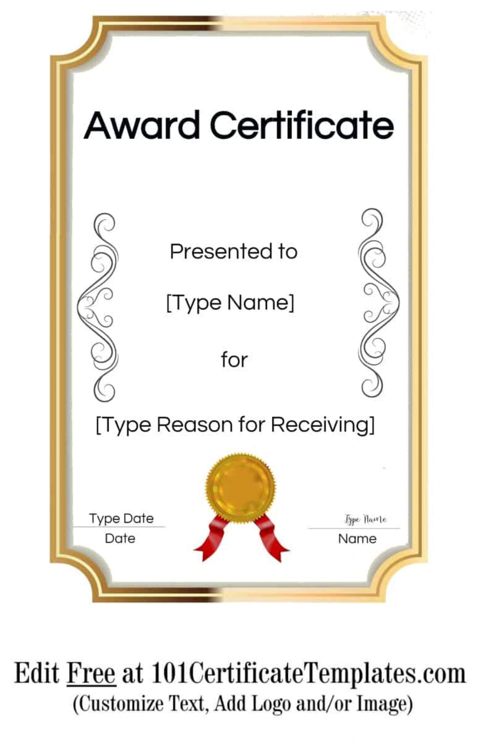 Editable Award Certificate Templates – Neyar Within Free Printable Blank Award Certificate Templates