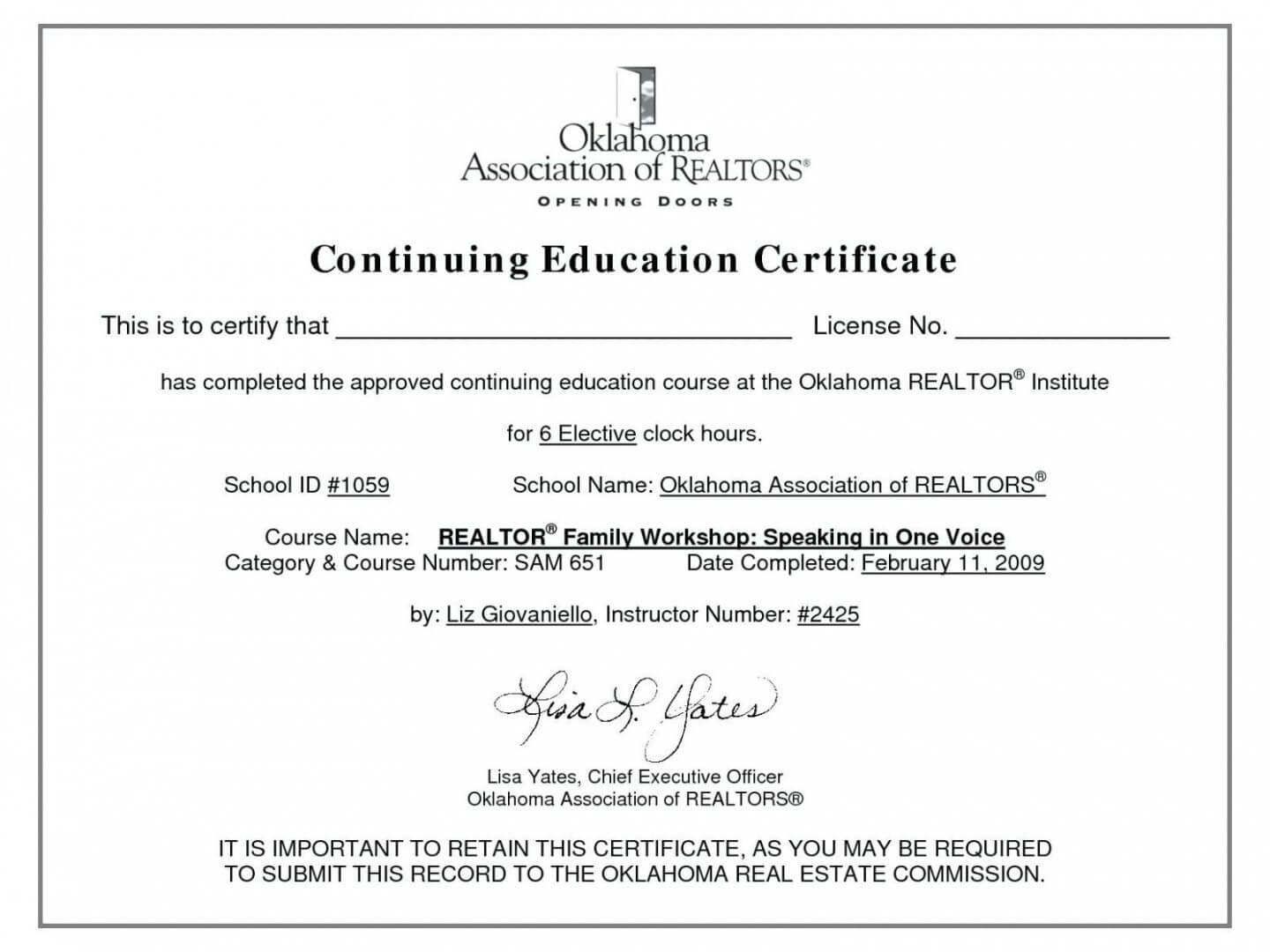 Editable Ceu Certificates Template Beautiful Continuing For Continuing Education Certificate Template