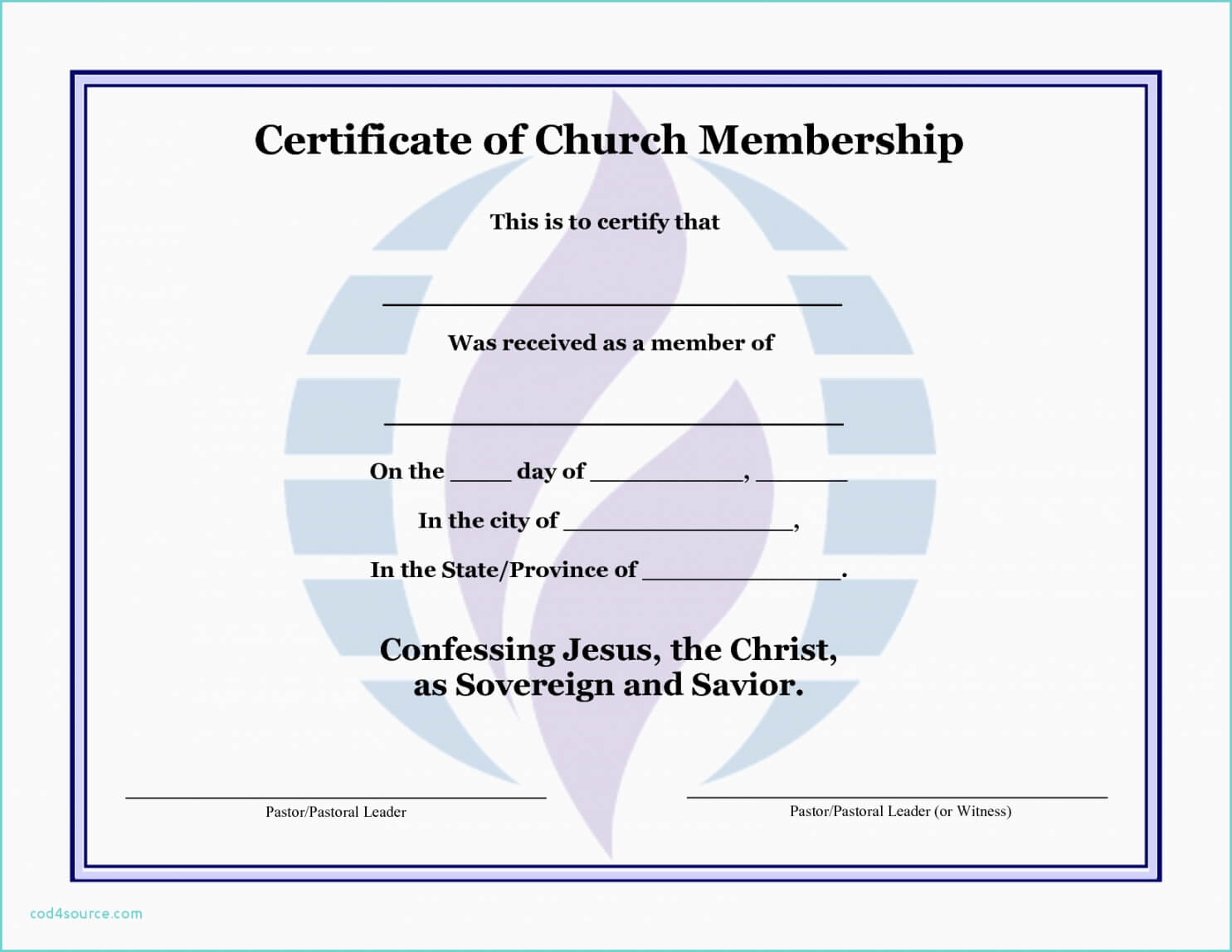 Editable Church Membership Certificate Template Word Church Inside New Member Certificate Template