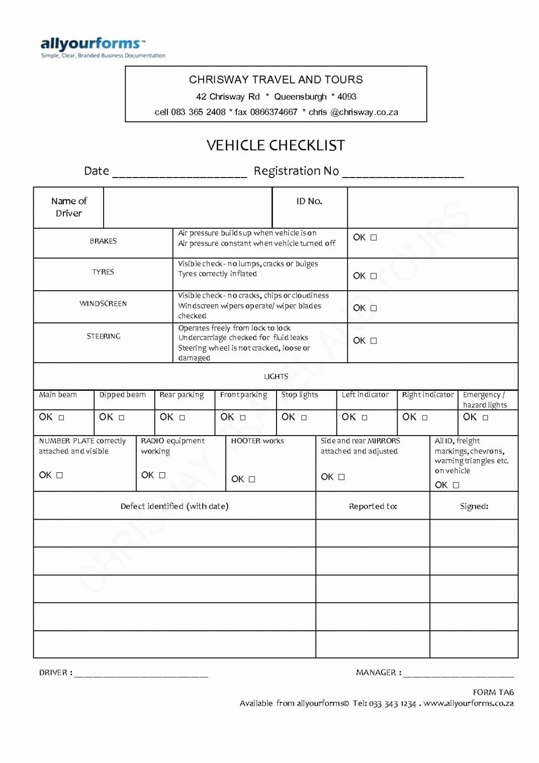 Editable Daily Vehicle Inspection Report Template For Daily Inspection Report Template