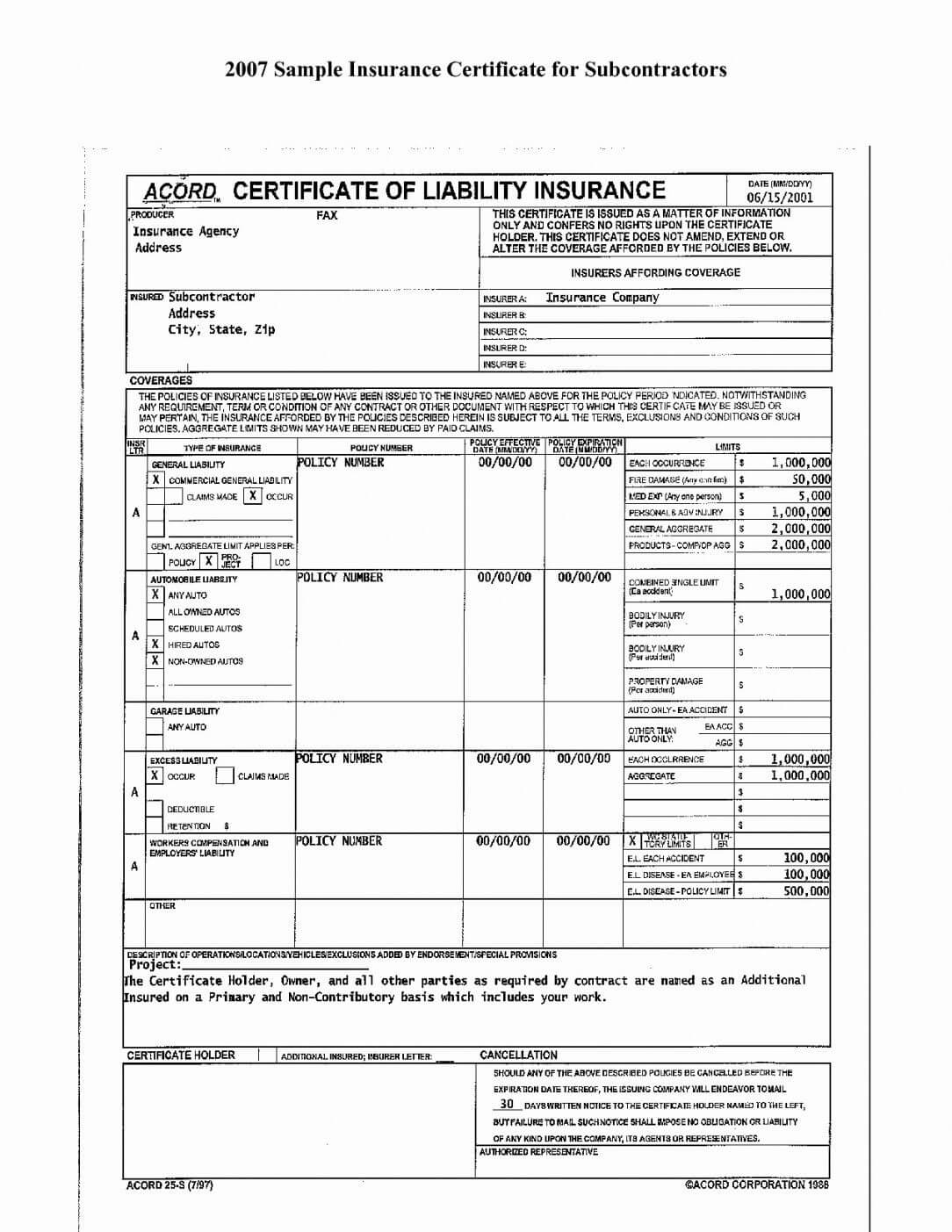 Editable Form Ificate Of Liability Insurance What Is Throughout Acord Insurance Certificate Template