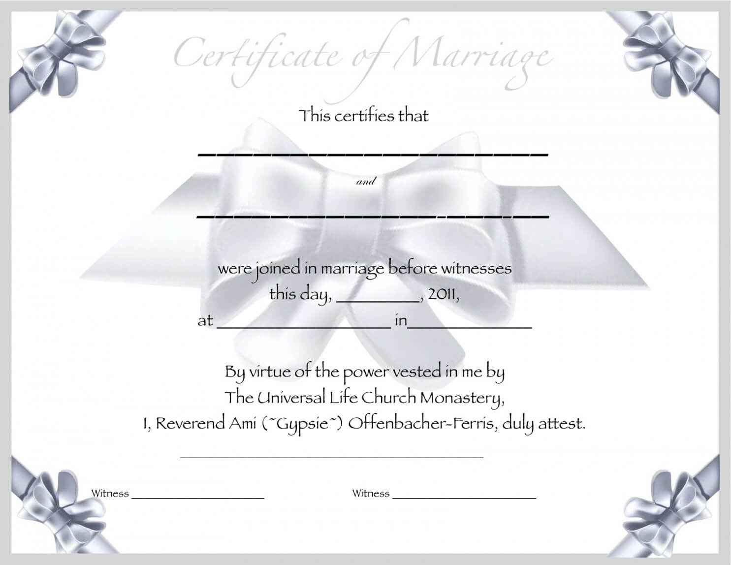 Editable Free Blank Marriage Certificate Template Pertaining To Blank Marriage Certificate Template