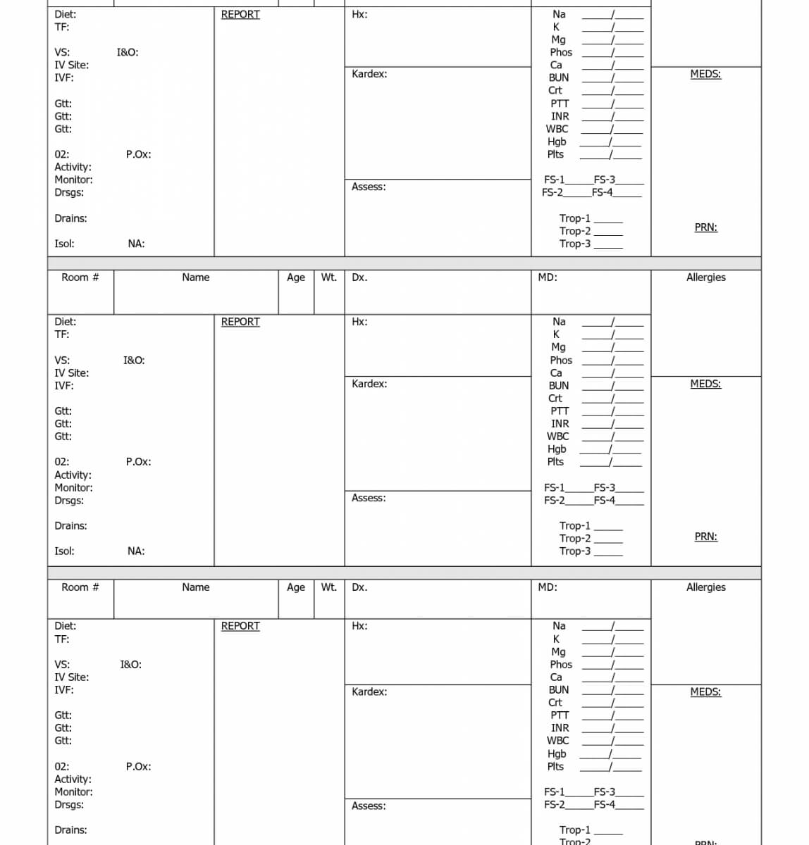 Editable Nursing Shift Worksheets Nursing Nurse Report Sheet Inside Nurse Report Sheet Templates