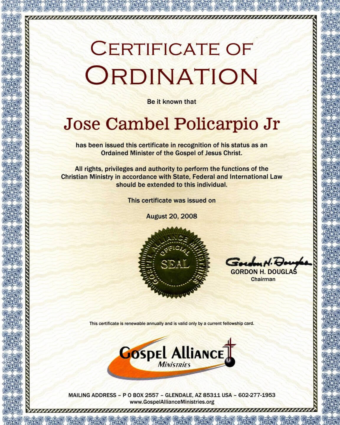 Editable Ordination Certificates Printable Ordination Within Certificate Of Ordination Template
