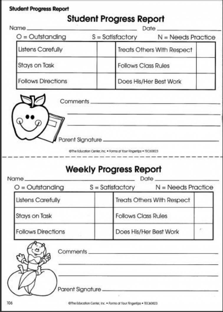 Editable Pinolivia Rhea On T E A C H I N G Progress With Regard To Student Progress Report Template